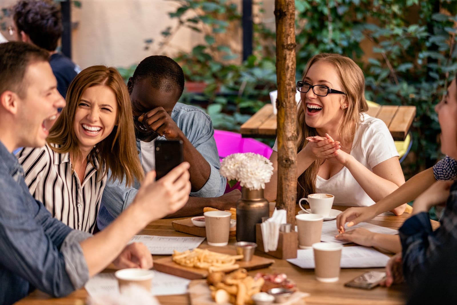 Friends enjoying food together